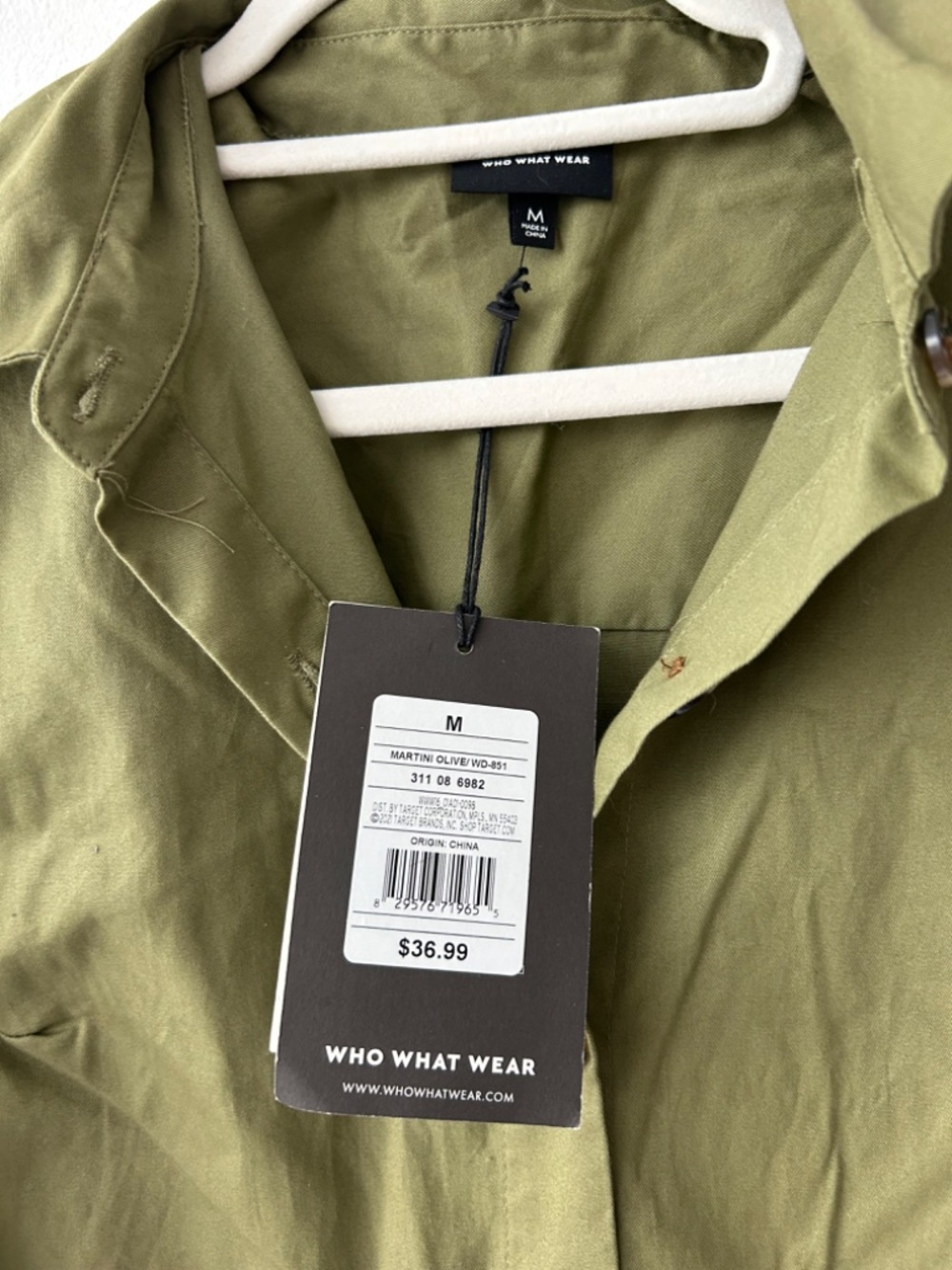 NWT Who What Wear Olive Green Button-front Shirt Dress Medium - Picture 4 of 8
